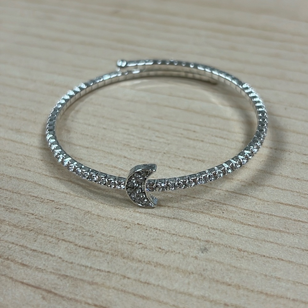 Silver Sparkly Moon Bracelet